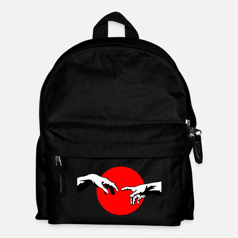 The Creation of Adam hands inspiration design - Kids' Backpack - black