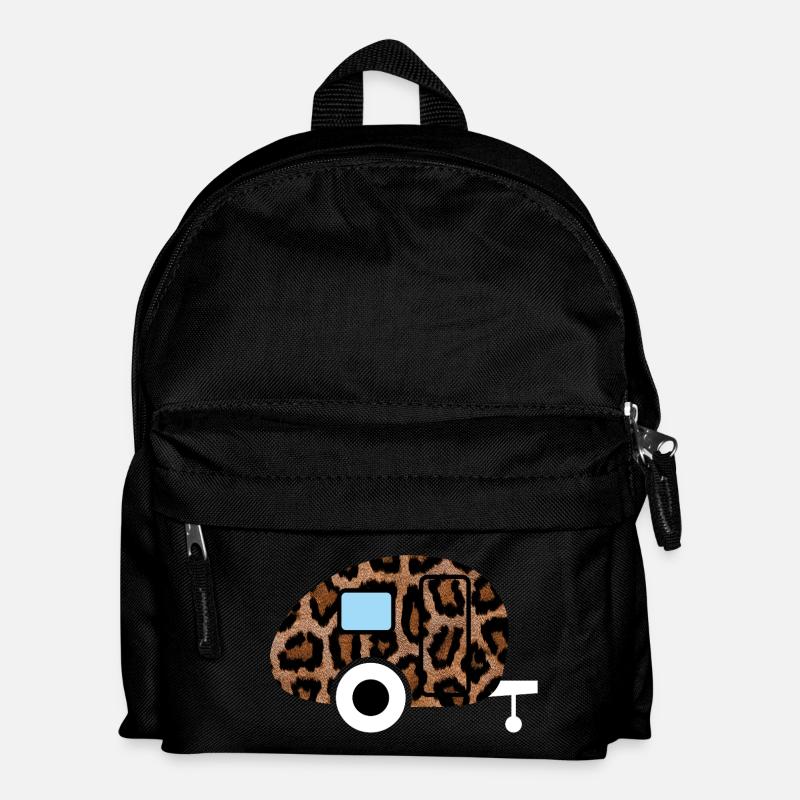 Caravane Wohnwagen Leopard Leolook Camping Retro - Sac à dos Enfant - noir