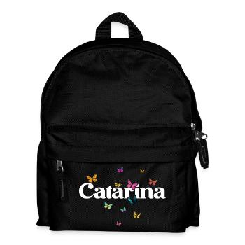 Schöner Mädchenname mit Schmetterlingen CATARINA - Kinder Rucksack - Schwarz - Vorne