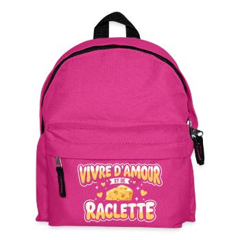Live On Love And Raclette Lustiges Geschenk - Kinder Rucksack - Fuchsia - Vorne