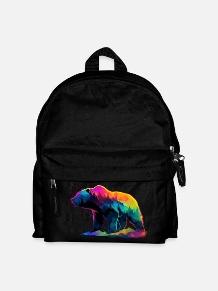 Bär in den Bergen - Kinder Rucksack - Schwarz