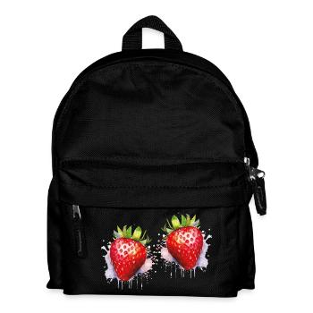 Water-coloured strawberries - Kids' Backpack - black - Front