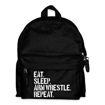 Eating, sleeping, arm wrestling, repeating, arm wrestling - Kids' Backpack - black - Front
