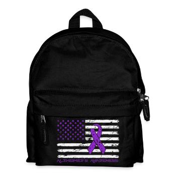 Ruban Violet Alzheimer Drapeau US - Sac à dos Enfant - noir - Devant