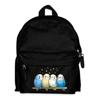 Wellensittiche Gruppe - Kinder Rucksack - Schwarz - Vorne