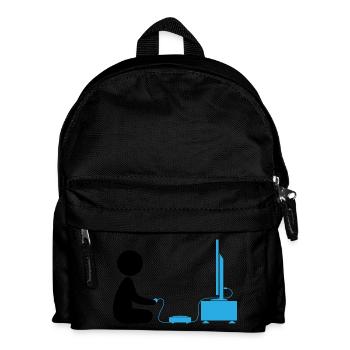 A Boy Plays With His Games Console - Kids' Backpack - black - Front