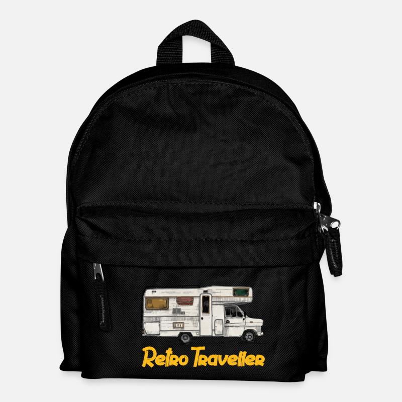 Retro Reisender - Kinder Rucksack - Schwarz