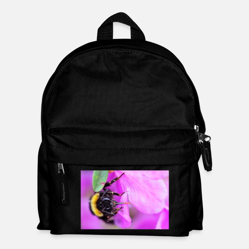 Biene am Veilchen - Kinder Rucksack - Schwarz