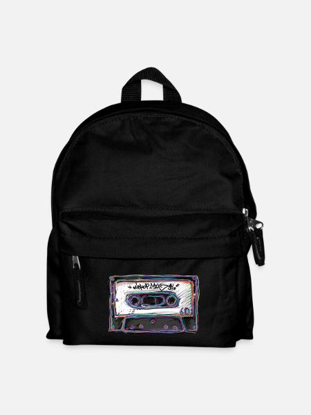 Kassette HipHop 90s - Kinder Rucksack - Schwarz