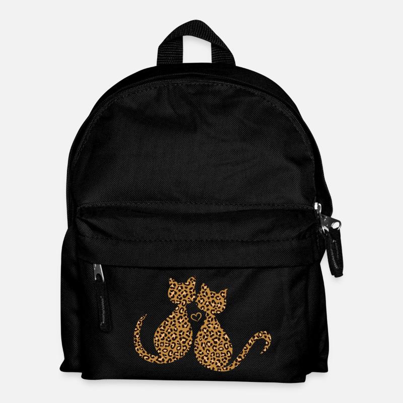 Leopard Leo Kätzchen Katzen Verliebt In Love - Kinder Rucksack - Schwarz