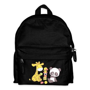 Giraffe and Panda playing with Blocks - Kids' Backpack - black - Front