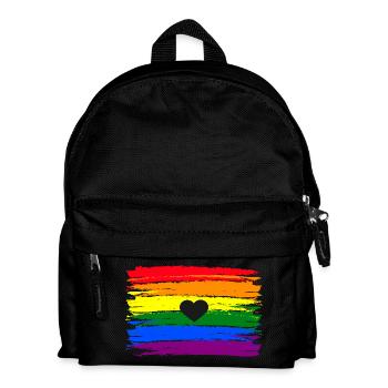 Drapeau arc-en-ciel coeur LGBT Gay Pride - Sac à dos Enfant - noir - Devant