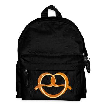 schwungvoll geformter Brezel mit grobem Salz - Kinder Rucksack - Schwarz - Vorne