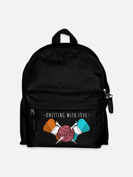 Knitting With Love – Yarn & Needles Art - Kids' Backpack - black