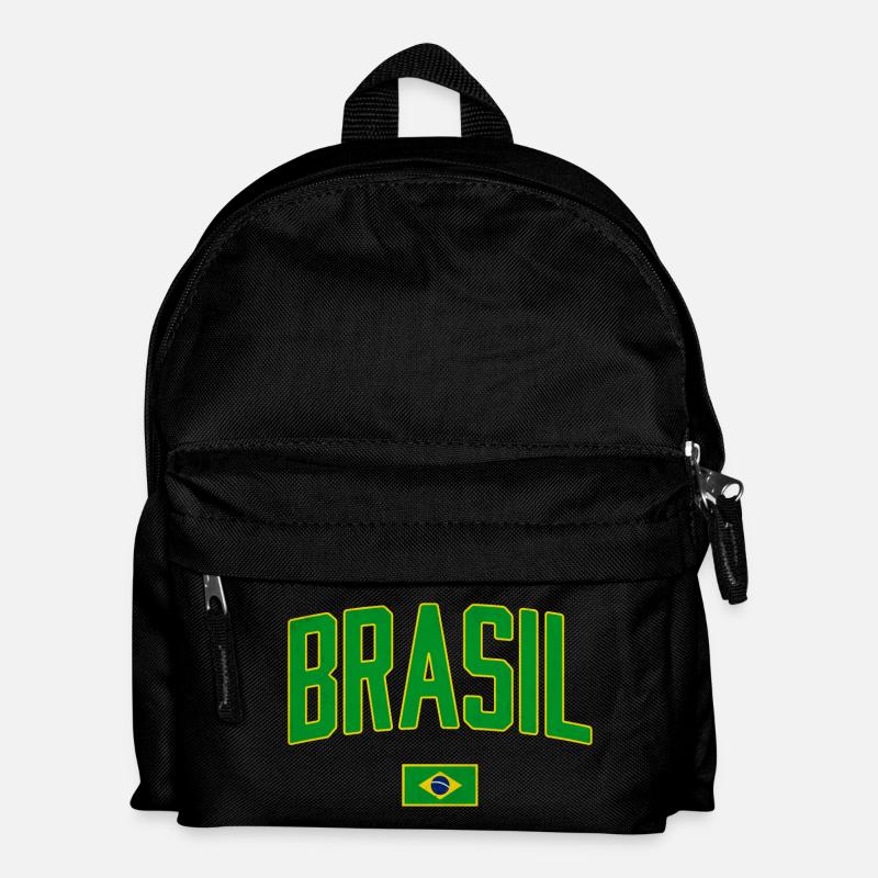 Brasil Vintage Schriftzug mit Flagge - Kinder Rucksack - Schwarz