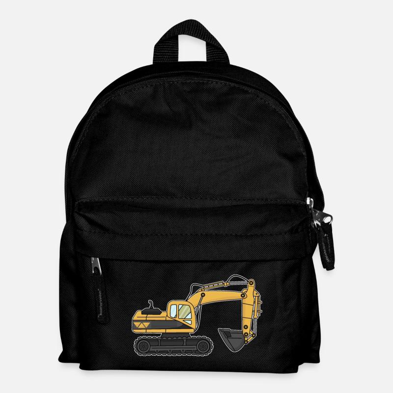 Bagger, Baustelle - Kinder Rucksack - Schwarz