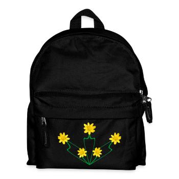 Art Nouveau Buttercup Crest – Symmetrical Floral - Kids' Backpack - black - Front