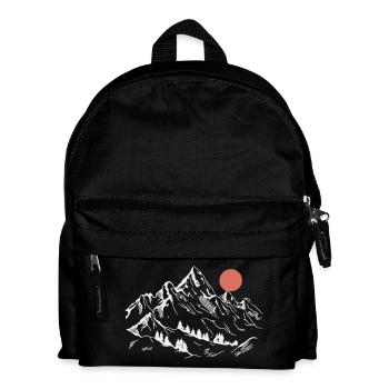 Schneebedeckte Gipfel unter roter Sonne - Kinder Rucksack - Schwarz - Vorne