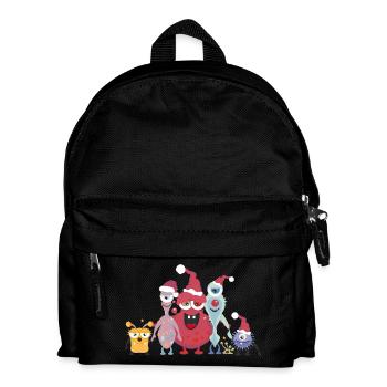 fröhliche bunte Monster Familie feiert Weihnachten - Kinder Rucksack - Schwarz - Vorne