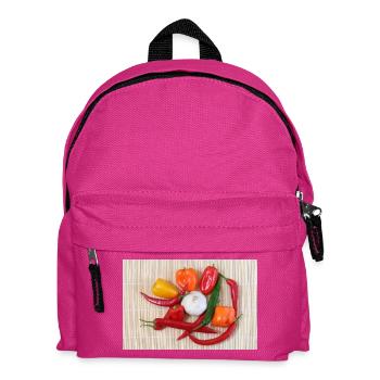 Bunte Chilischoten und Knoblauch - Kinder Rucksack - Fuchsia - Vorne