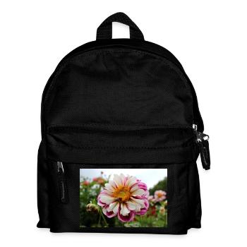 Biene, Honigbühne auf bunter Blüte, Dahlie - Kinder Rucksack - Schwarz - Vorne