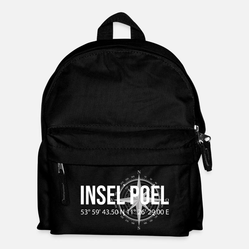 Koordinaten Insel Poel - Kinder Rucksack - Schwarz