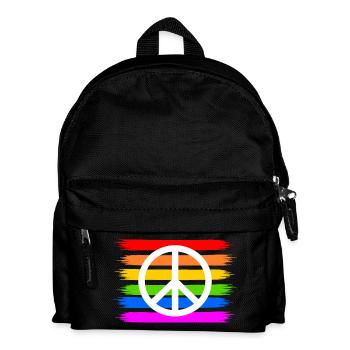 Peace Peacezeichen auf Regenbogenfahne regenbogen - Kinder Rucksack - Schwarz - Vorne