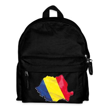 Romania flag in the Romania map - Kids' Backpack - black - Front
