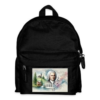 Johann Sebastian Bach: Porträt in vielen Malstilen - Kinder Rucksack - Schwarz - Vorne