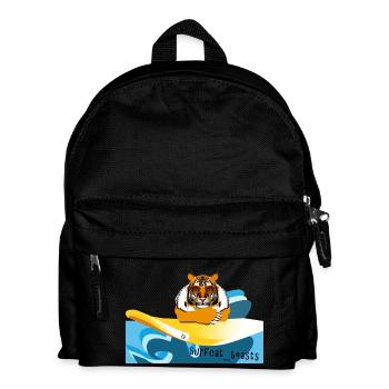 Tiger auf einem Surfbrett - Kinder Rucksack - Schwarz - Vorne