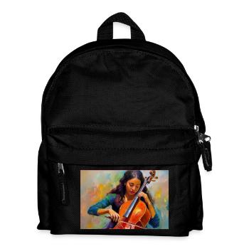 Cello spielende Cellistin Aquarell - Kinder Rucksack - Schwarz - Vorne