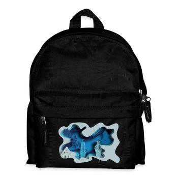 Moers Stadtsilhouette in Hydrographik-Optik - Kinder Rucksack - Schwarz - Vorne