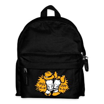 2 Pferd Hut Mann Mädchen Liebespaar Valentinstag - Kinder Rucksack - Schwarz - Vorne
