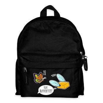 Fliegende Butter Schmetterling kuckt zu, Butterfly - Kinder Rucksack - Schwarz - Vorne