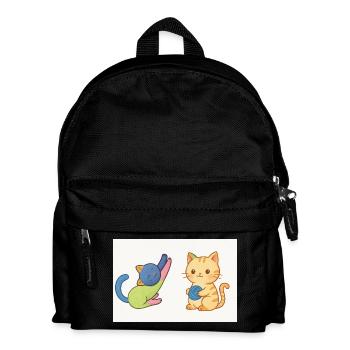 Verspieltes Duo aus Kätzchen und Garn - Kinder Rucksack - Schwarz - Vorne