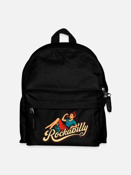 Rockabilly Frau 50er liegend Petticoat Geschenk - Kinder Rucksack - Schwarz