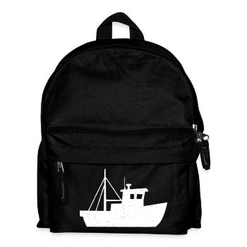 Small Fishing Cutter Boat Kid Vector - Kids' Backpack - black - Front