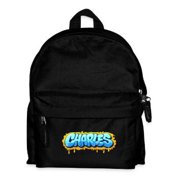 Graffiti CHARLES Name Geschenk Ideal Druckbar s - Kinder Rucksack - Schwarz - Vorne