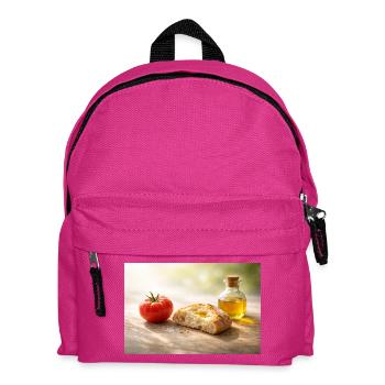Tomate. Brot. Öl. - Kinder Rucksack - Fuchsia - Vorne