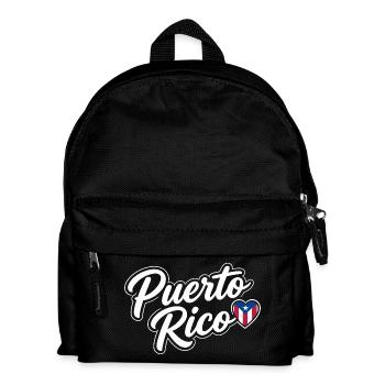 Puerto-Rico-Schrift mit Flaggenherz Patriotisch - Kinder Rucksack - Schwarz - Vorne