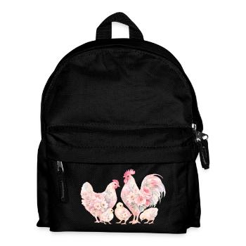 Hahn Familie Kücken - Kinder Rucksack - Schwarz - Vorne