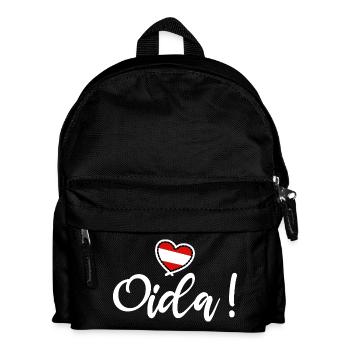 Oida! Österreich Herz I love Austria Dialekt Munda - Kinder Rucksack - Schwarz - Vorne