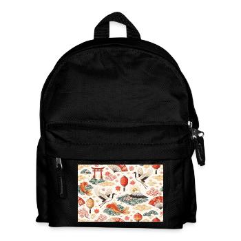 Koi und Kraniche in der japanischen Landschaft - Kinder Rucksack - Schwarz - Vorne