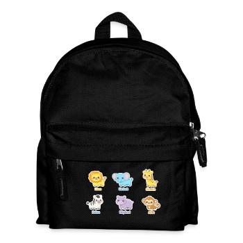 Kuschelige Tierfreunde Sticker - Kinder Rucksack - Schwarz - Vorne