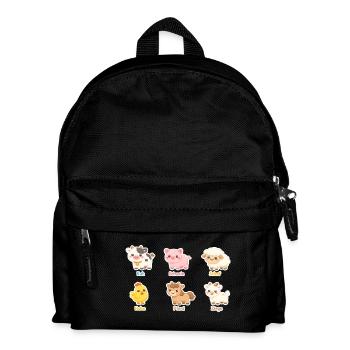 Kuschelige Tierfreunde Stickerset - Kinder Rucksack - Schwarz - Vorne