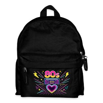 Neon 80s Heart Boombox - Kids' Backpack - black - Front