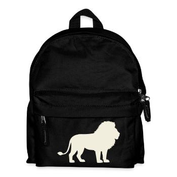 Löwen-Silhouette in Cremeton - Kinder Rucksack - Schwarz - Vorne