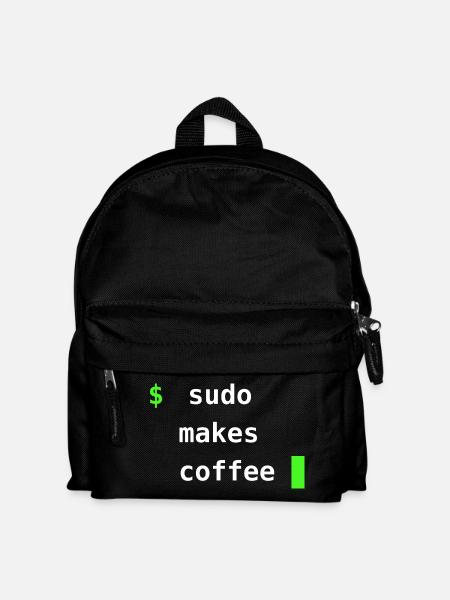 Sudo Makes Coffee – Linux Terminal Design - Kids' Backpack - black