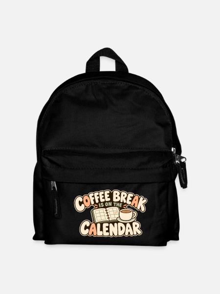 Kaffeepause mit Terminkalender und Tasse - Kinder Rucksack - Schwarz