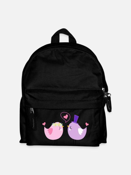 Vogel Herz I love you Valentinstag für Pärchen - Kinder Rucksack - Schwarz